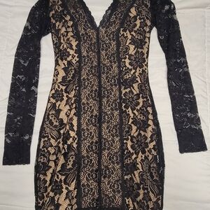 bebe Black Floral Lace Dress